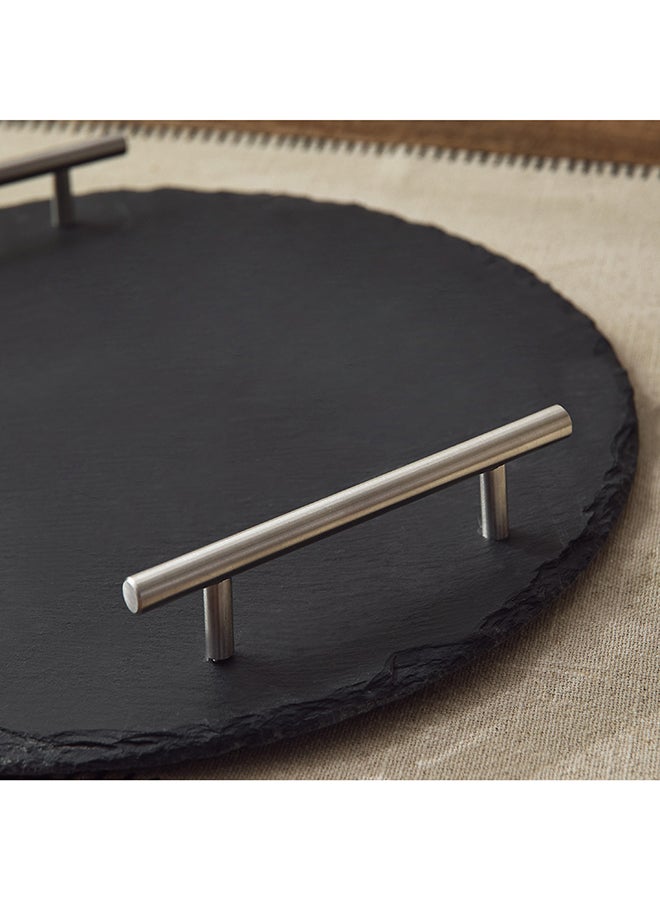 Home Box Eden Round Slate Tray with Handle - Image 4